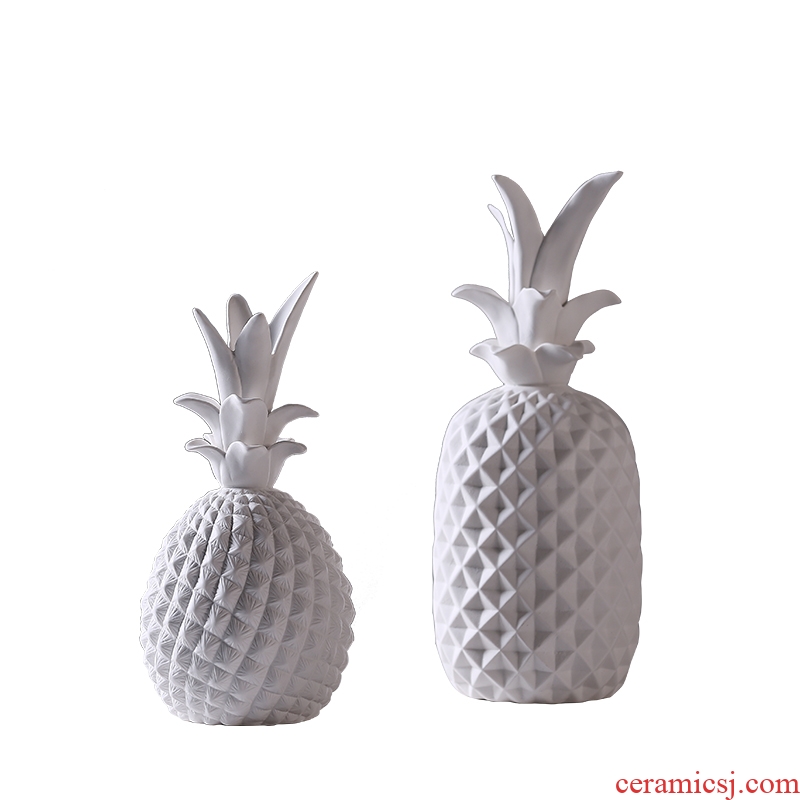 【 for 】 pineapple furnishing articles matte white ceramic soft adornment ornament adornment of contemporary and contracted sitting room wine