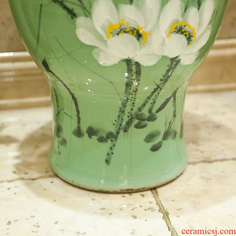 Jingdezhen ceramic art contracted household mop pool mop mop pool mop pool, green lotus basin of the balcony