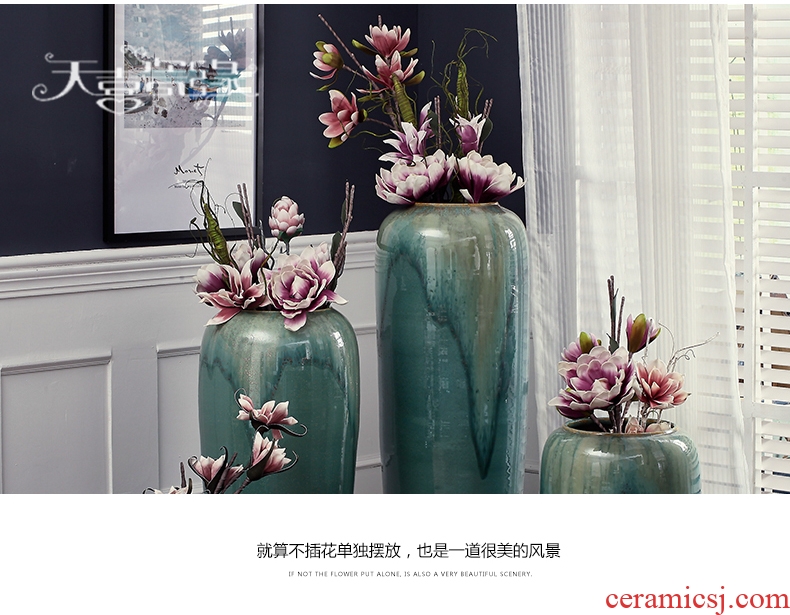 Jingdezhen ceramics archaize sitting room place flower arrangement craft landing big blue and white porcelain vase vase decoration - 538519501863