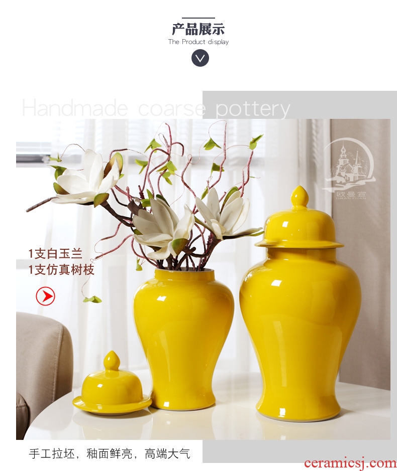 Jingdezhen modern Nordic creative contracted household act the role ofing is tasted furnishing articles sitting room be born lucky dried flowers and big vases, ceramic - 559301180464