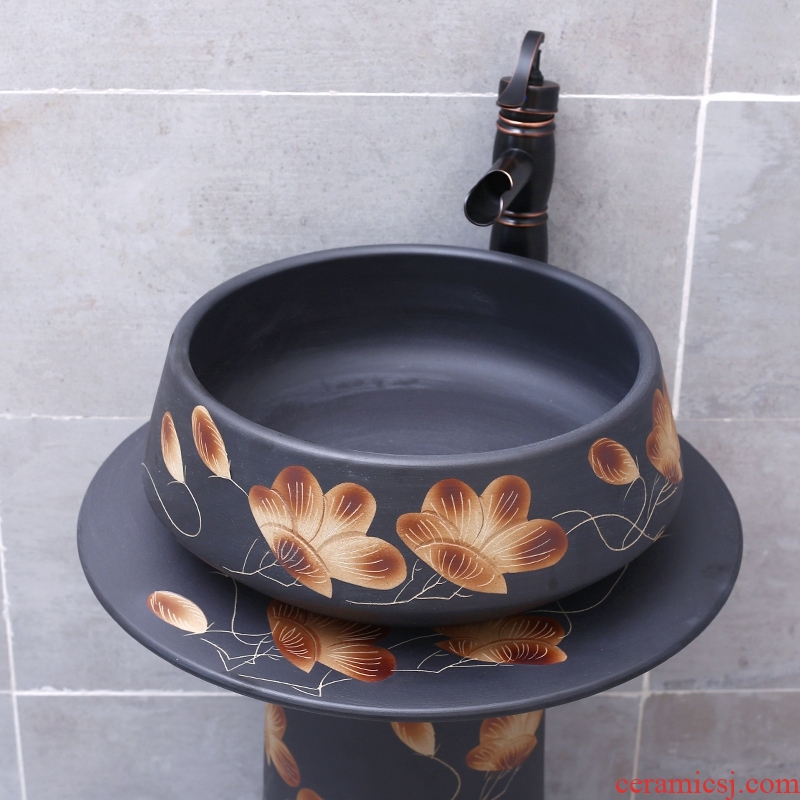 Basin of Chinese style antique ceramic floor pillar toilet lavabo creative balcony of the basin that wash a face wash basin