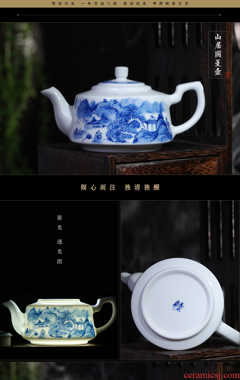 Jingdezhen ceramic hand-painted porcelain kung fu tea set manual tea single pot of pu-erh tea tea kettle with tea
