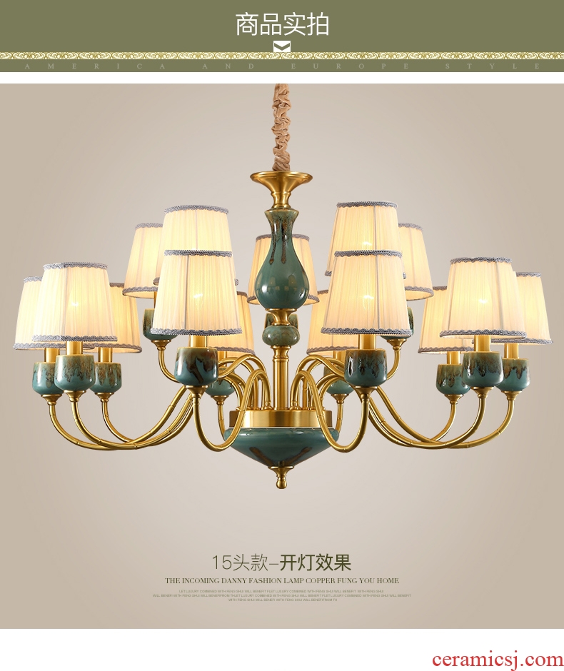 All copper chandelier light cloth art ceramic pendant country restores ancient ways the sitting room, dining - room creative Jane beauty bedroom light of lamps and lanterns