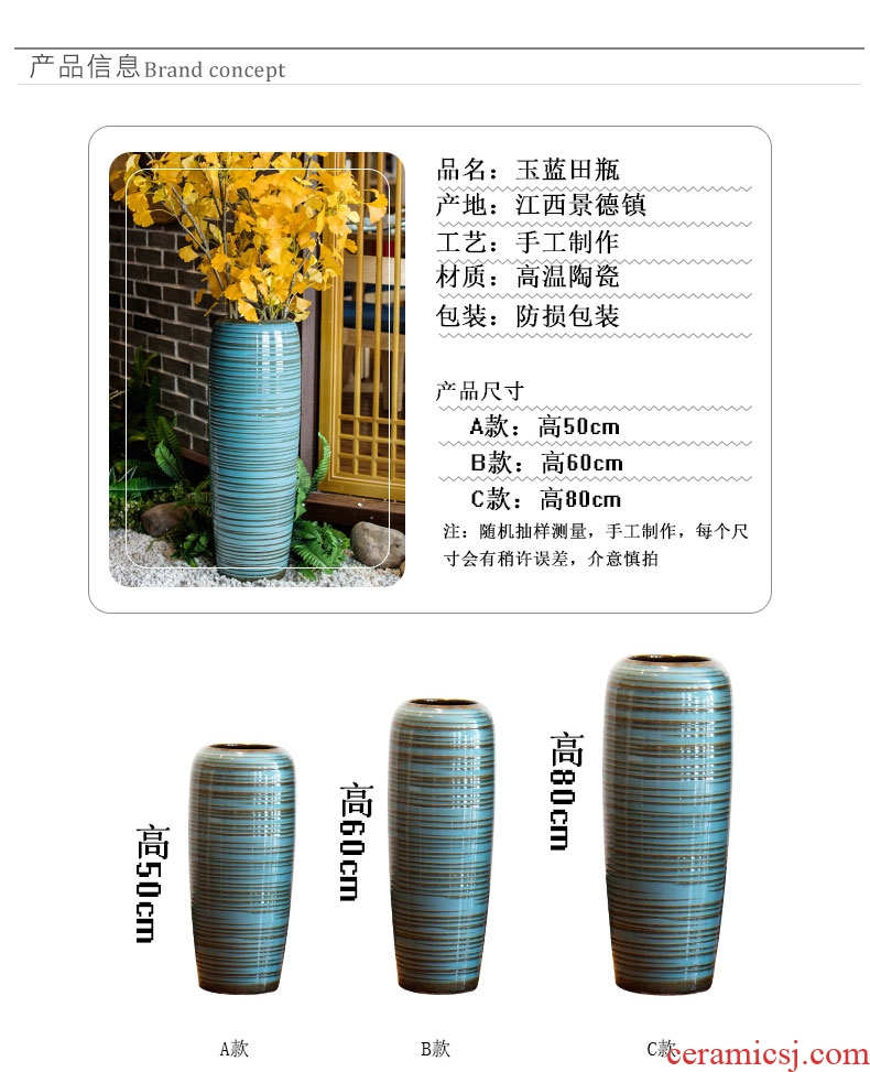 Jingdezhen ceramic big blue and white porcelain vase furnishing articles sitting room ground large flower arrangement home decoration to the hotel opening - 562910663451