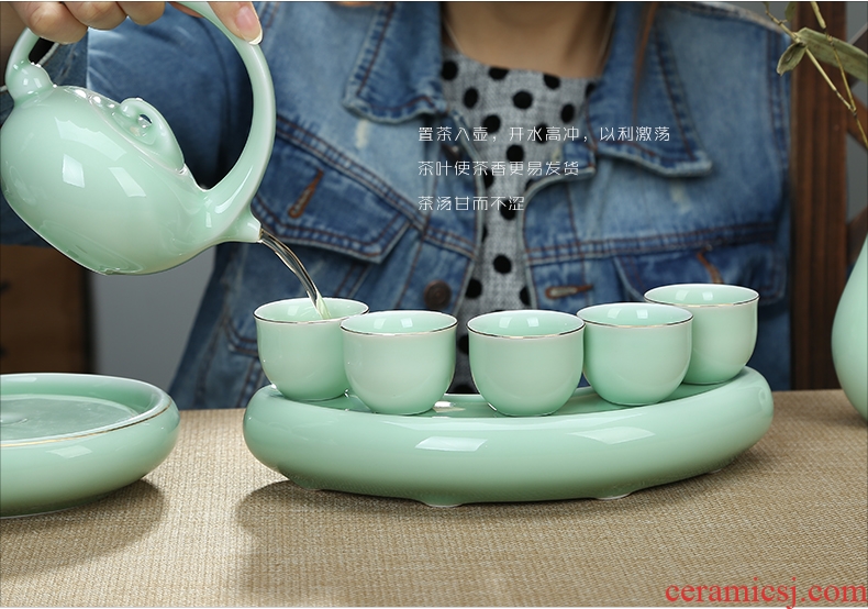 Friends are celadon ceramic dry tea tea sets tea tray was contracted a portable travel kung fu tea set the happiness