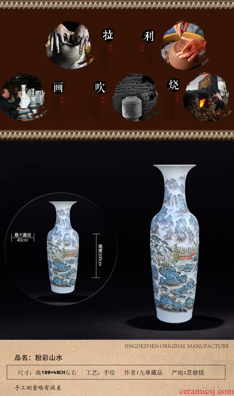 Jingdezhen ceramic vases, antique hand - made landing pastel yellow while the French vase furnishing articles - 537470914783