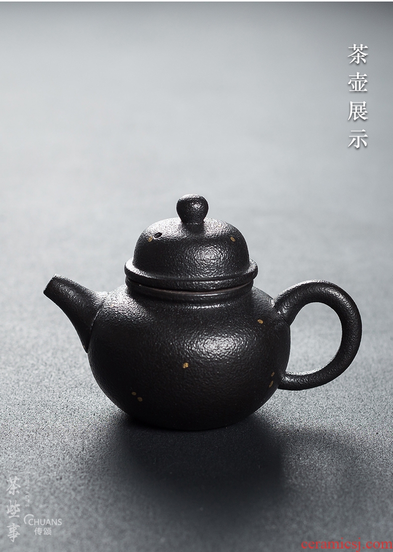 Famed coarse pottery kung fu tea set suit household ceramic teapot teacup tea sea combination of a complete set of restoring ancient ways is the tea ceremony