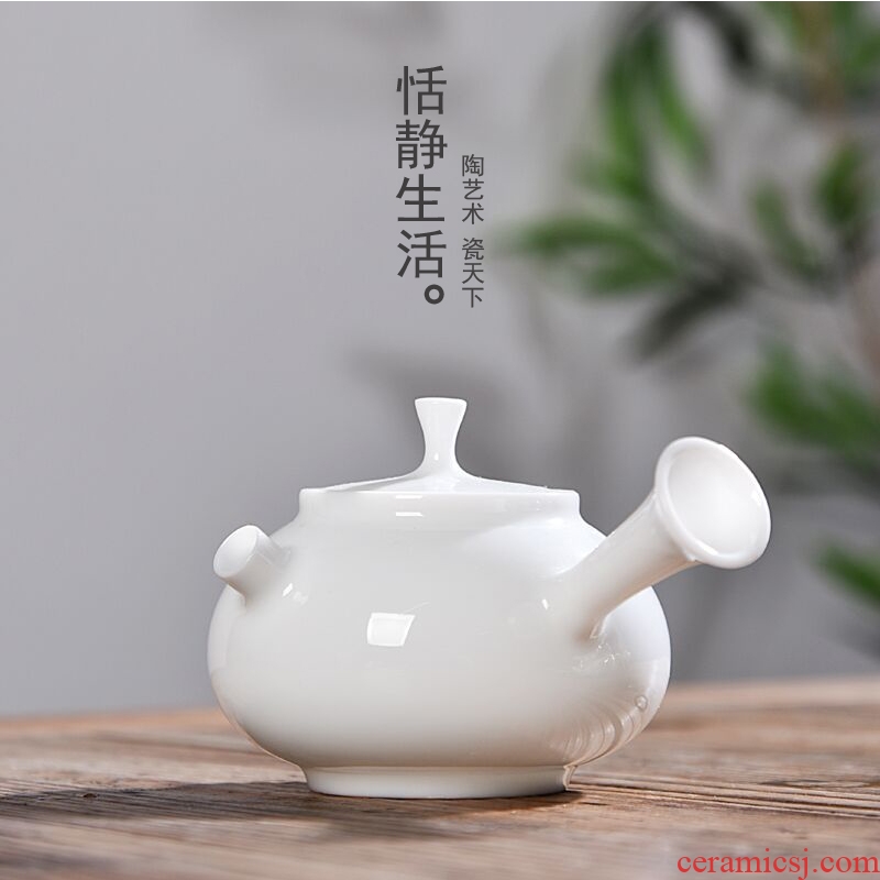 Quiet life white porcelain craft ceramic teapot tea filter high household utensils craft thin foetus shaddock pot
