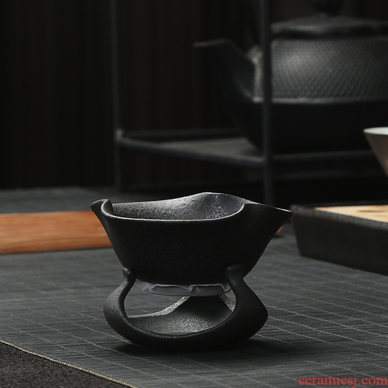 Quiet life, black pottery kung fu tea set filter tap) the set of the set of ceramic tea tea taking with zero