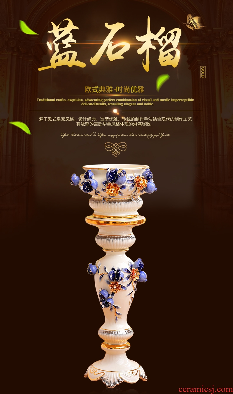 European vase is placed a large sitting room dry flower flower arranging high creative ceramic table household vase decoration decoration - 557851976872