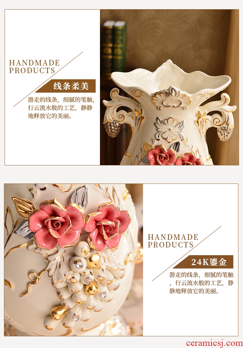Jingdezhen hand - made pastel landscape ceramic large vases, large sitting room adornment hotel furnishing articles - 567506535653