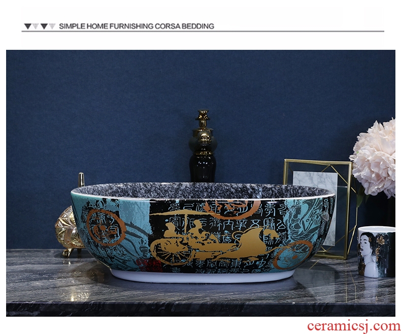Continental basin oval ceramic household sink art on the square the lavatory basin was filed to the sink