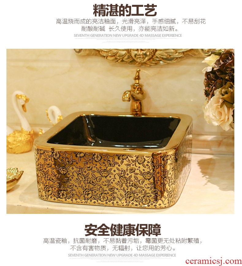 Post, neat square table bonsai, ceramic lavabo that defend bath lavatory basin art basin golden feather