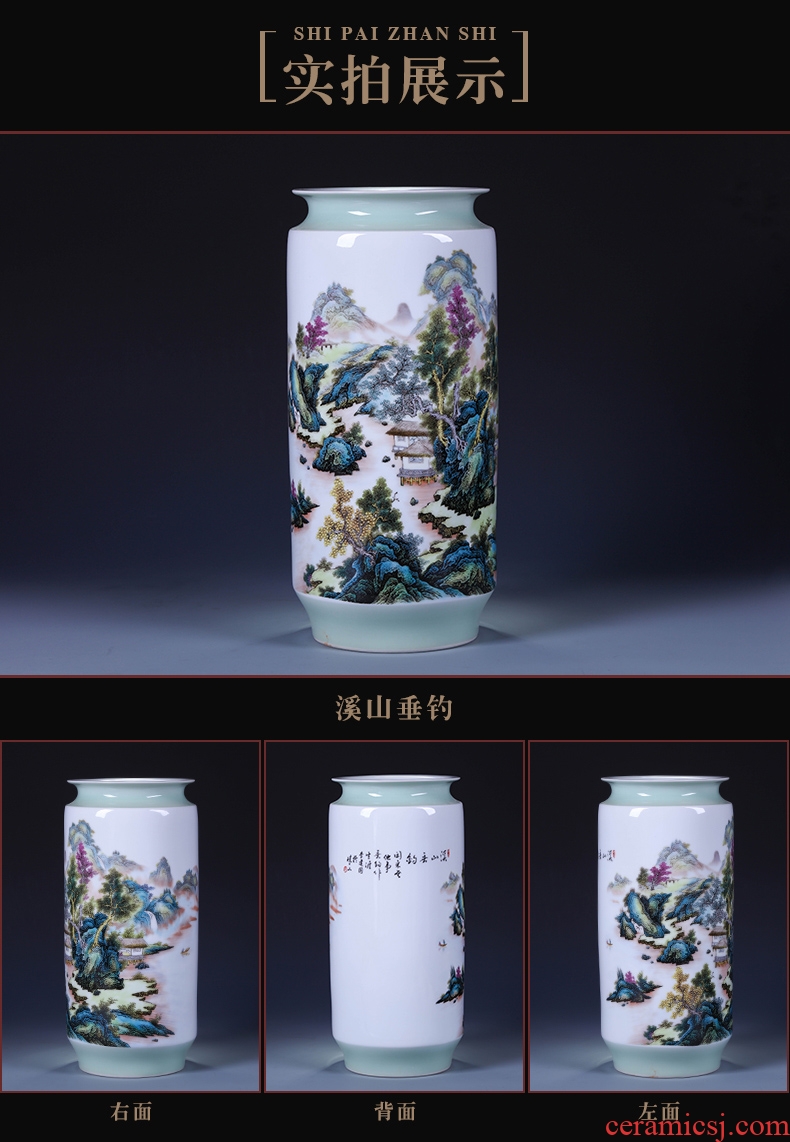 Modern Chinese style example room pottery vases, indoor and is suing water red ceramic cylinder of large ceramic vase vase - 543853722944