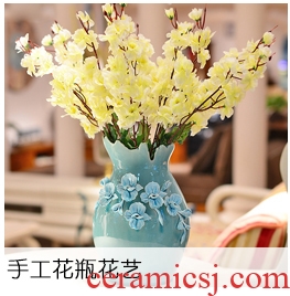 Chinese style household ceramics high porch decorate sitting room ground vase hydroponics simulation big dry flower Nordic decorative furnishing articles - 525204938038