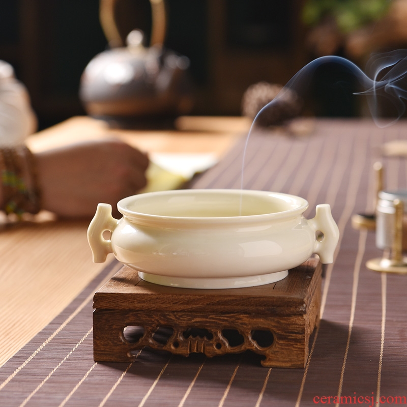 Oriental clay ceramic antique incense buner household smell incense coil incense buner indoor aloes sandalwood aroma stove/halberd ear furnace
