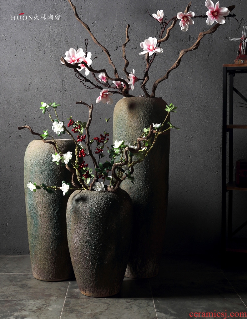 New Chinese style restoring ancient ways of jingdezhen ceramic POTS do old ceramic flower implement sitting room put dried flowers of large coarse pottery vase furnishing articles - 556562144040