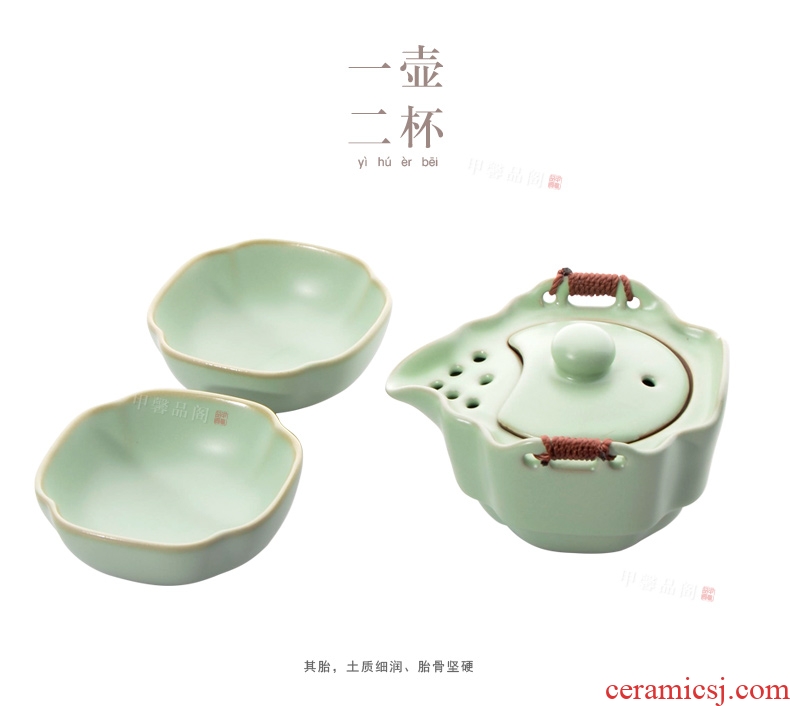 JiaXin your porcelain crack cup a travel portable ceramic pot 2 two kung fu tea set imitation song dynasty style typeface to open the slice your kiln