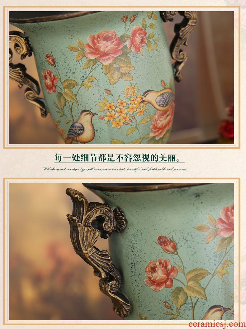Jingdezhen ceramic floor large vases, flower arrangement sitting room dry flower is placed Chinese style restoring ancient ways is checking pottery pot - 524952644629