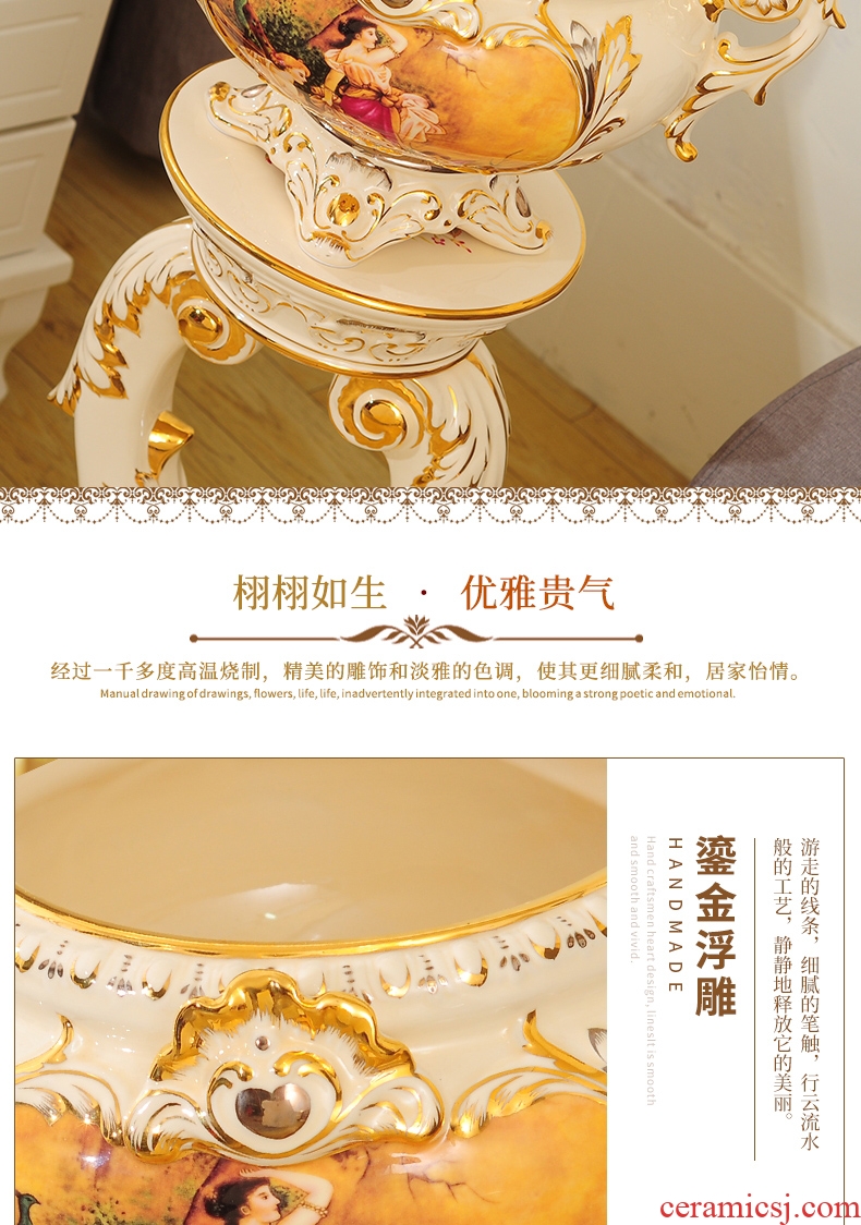 Jingdezhen ceramic vase furnishing articles sitting room ground dried flowers to decorate the courtyard villa large flower pot water tanks tank POTS - 569567226408