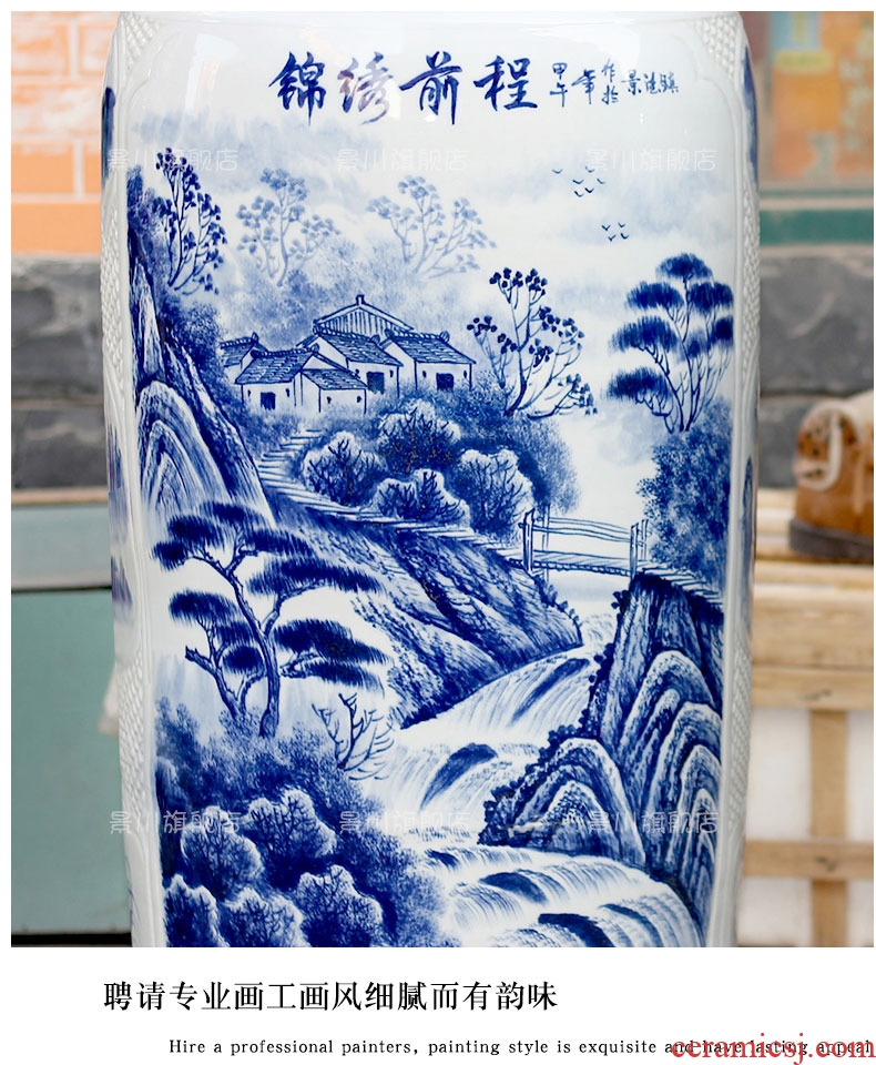 Hand draw name plum blossom put lotus 80 cm high landing big vase of porcelain of jingdezhen ceramics sitting room adornment is placed - 529601433982