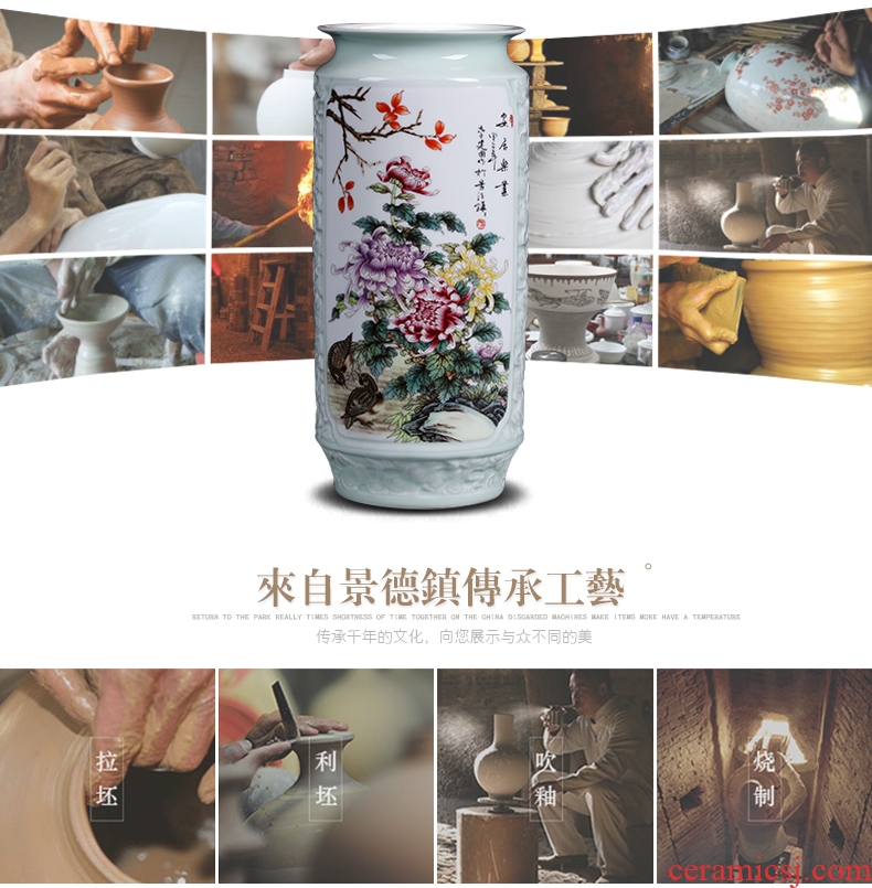 Jingdezhen ceramics archaize crack jun porcelain glaze white borneol big vase modern living room furniture decoration pieces - 557981065252