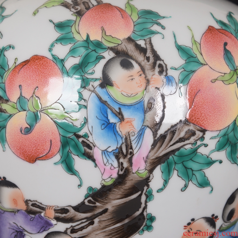 Jingdezhen ceramics high-end antique qianlong pastel peach vase household adornment mei bottle process sitting room furnishing articles