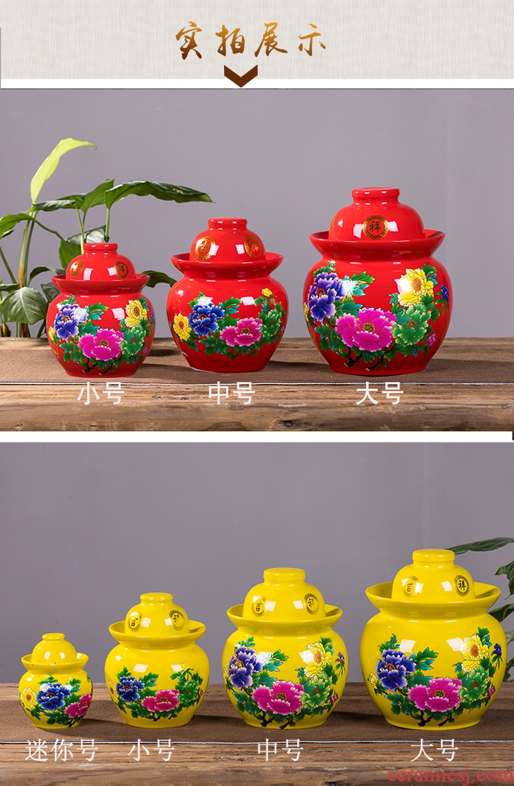 Ceramic kimchi altar thickening sealed jar with cover earthenware pickles by household size sichuan pickle jar