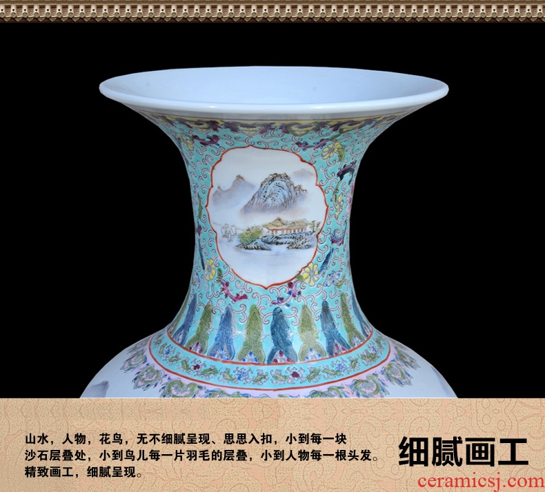 Jingdezhen ceramics vase Chinese penjing flower arranging large three - piece wine cabinet decoration plate household decoration - 537600548016