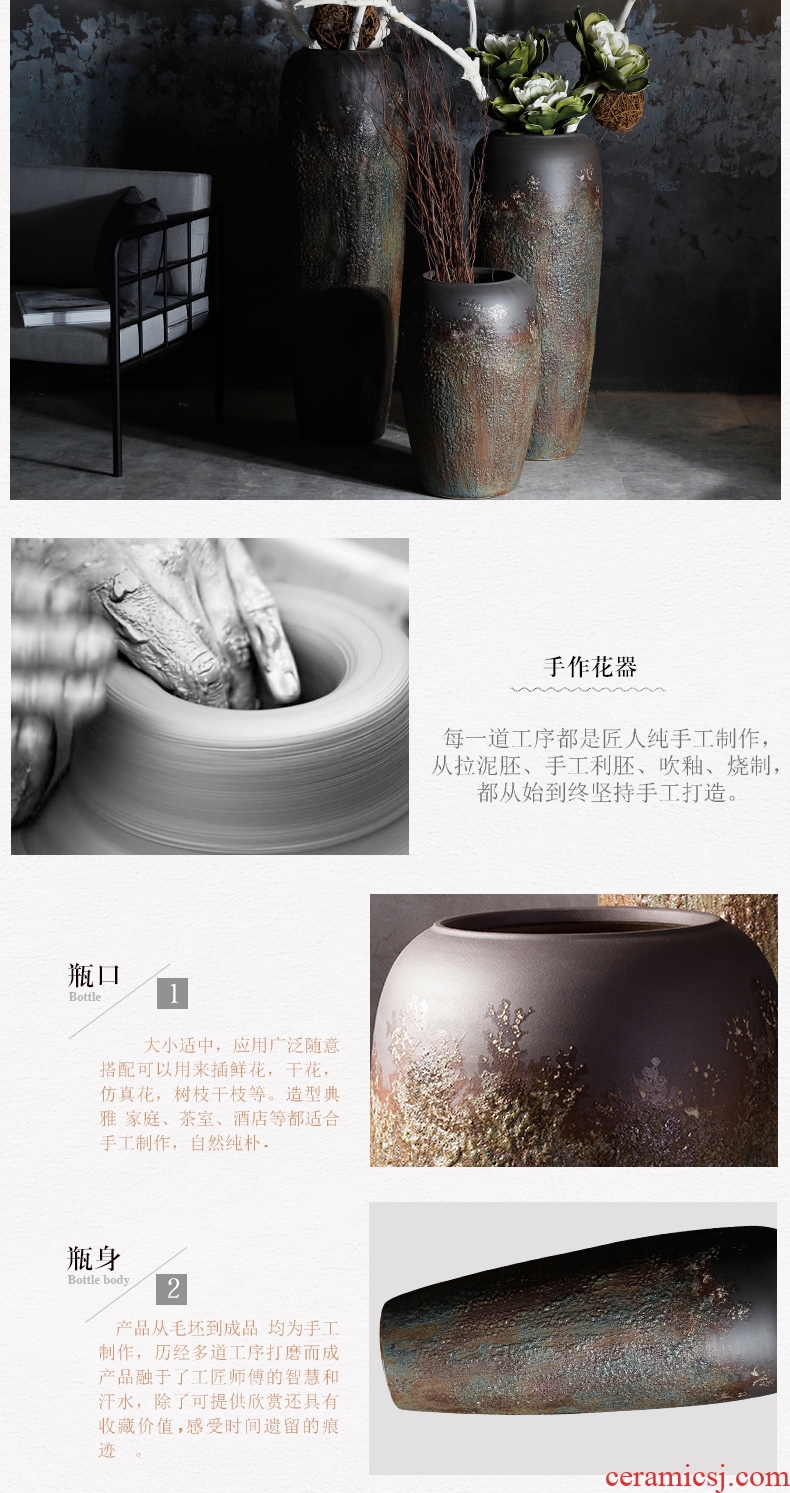 New Chinese style floor vases, flower arranging the sitting room porch home decoration of jingdezhen ceramic dried flowers large floral furnishing articles - 566215723390