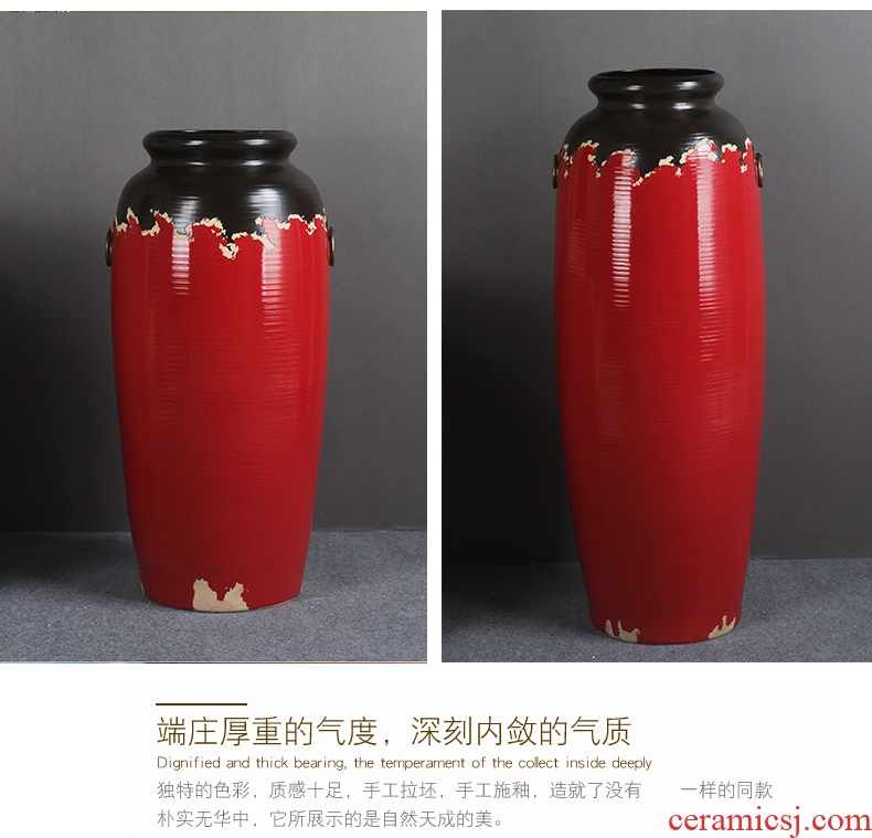 Jingdezhen ceramic large vases, flower arranging dried flowers furnishing articles coarse pottery style restoring ancient ways the hotel villa living room decoration - 556498847697