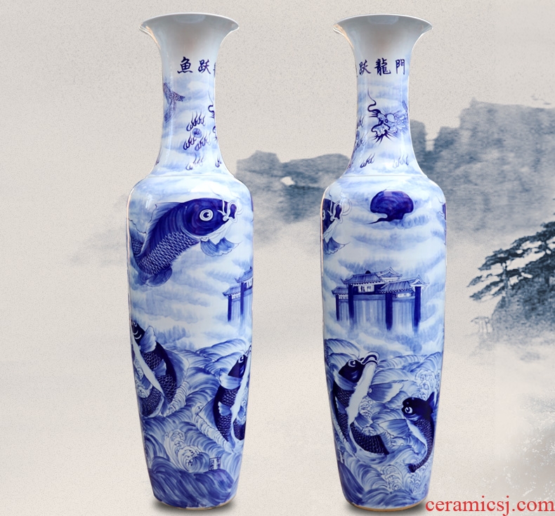 Jingdezhen ceramic large vases, flower arranging dried flowers furnishing articles coarse pottery style restoring ancient ways the hotel villa living room decoration - 561046378172