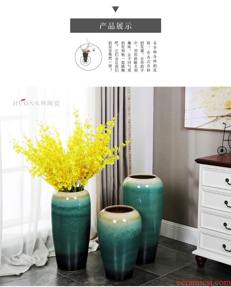 Jingdezhen ceramic European vase in the sitting room is I and contracted large furnishing articles dried flower vases, pottery vases, modern - 567334237431