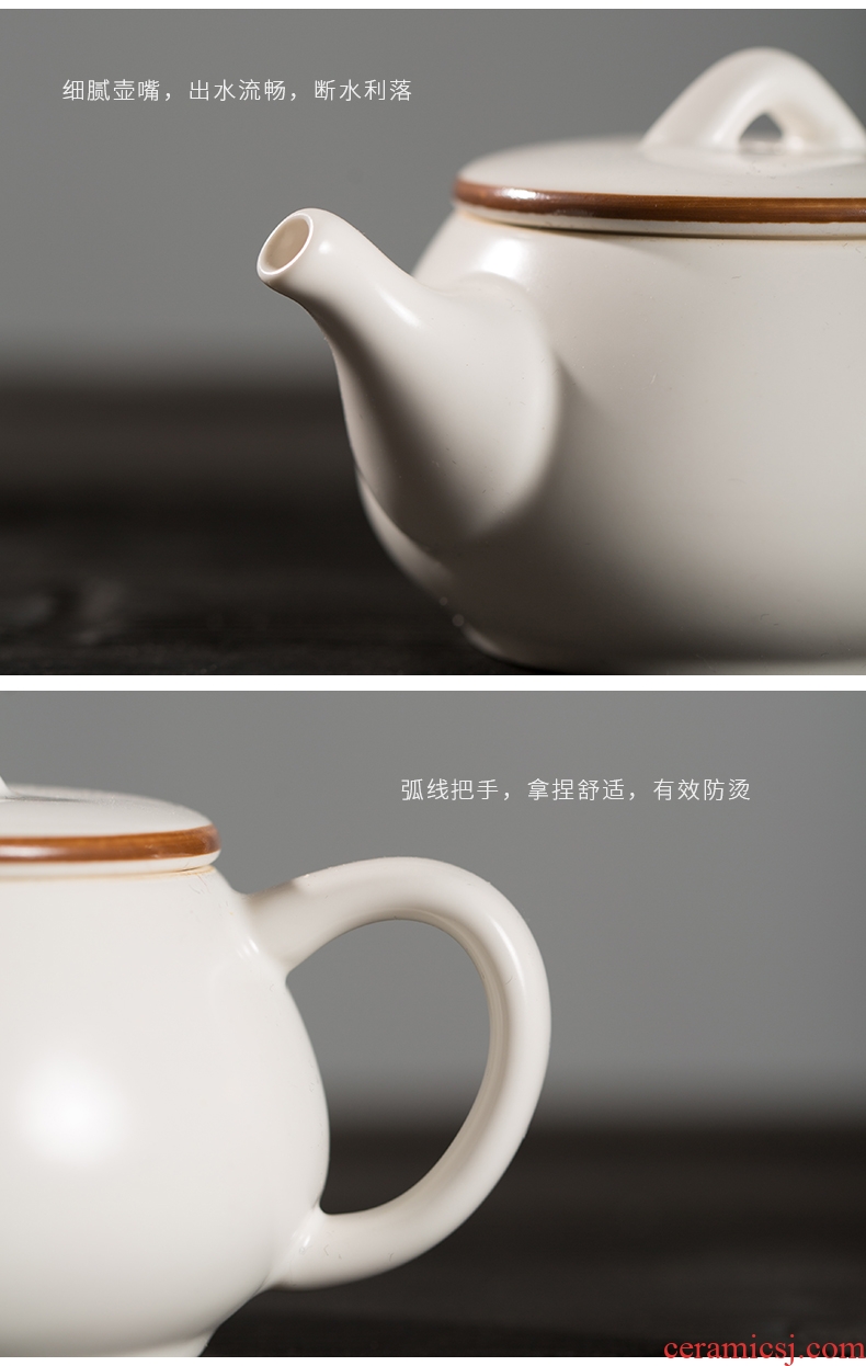 Goodall kiln retro cloud white teapot set ceramic pot of domestic large kung fu tea set filter hole trumpet the teapot
