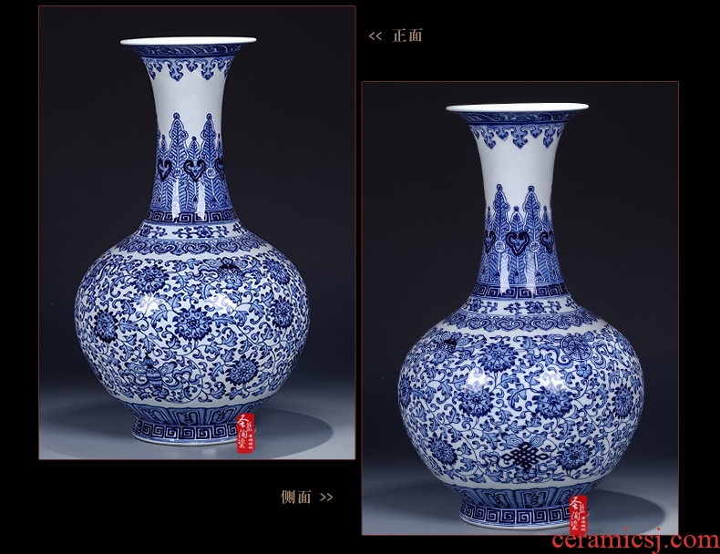 Jingdezhen ceramic vase of large sitting room dry flower decoration flower arranging furnishing articles of Chinese style restoring ancient ways pottery porcelain pot - 534440632422