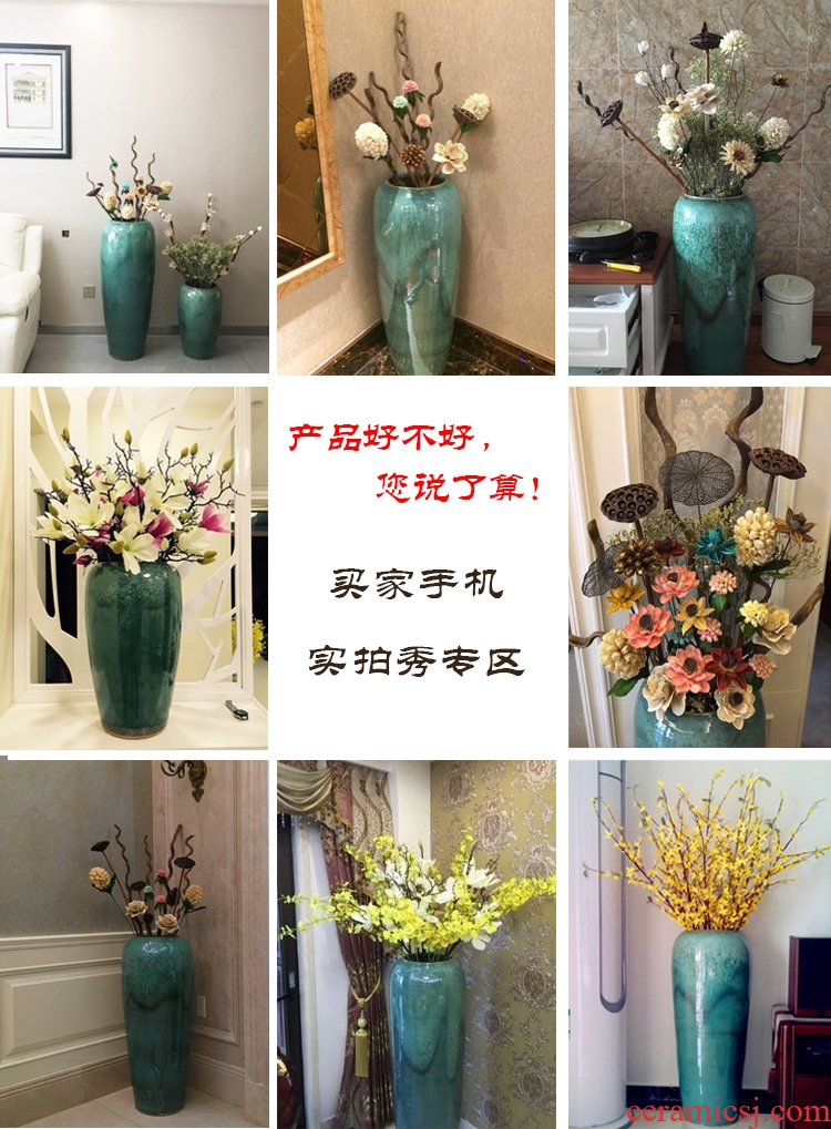 Jingdezhen ceramics China red sitting room of large vase flower arrangement home decoration of Chinese style hotel opening furnishing articles - 520763486334