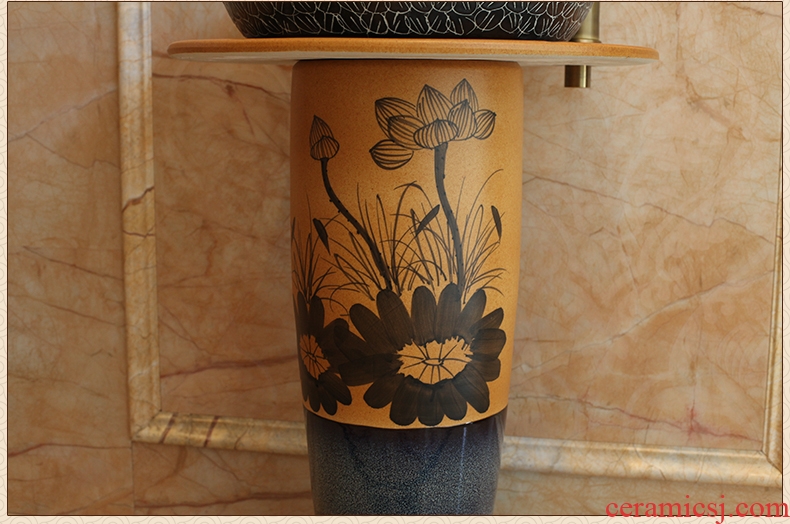 Jingdezhen ceramic basin on the balcony sink pillar pillar artistic bathroom sinks of the basin that wash a face