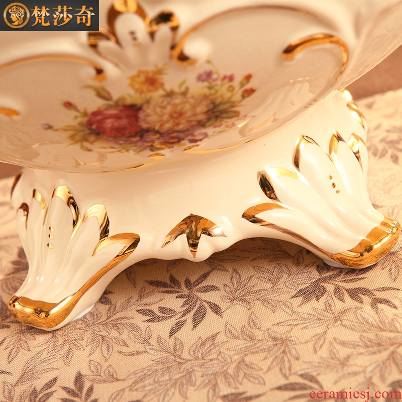 Ou compote creative home furnishing articles of key-2 luxury living room large ceramic fruit bowl tea table fruit basin wedding gift