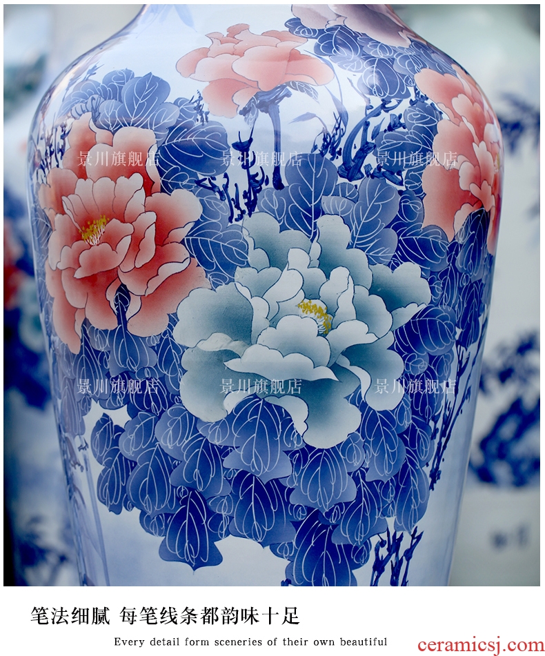 Jingdezhen ceramic hand - made splendid sunvo large blue and white porcelain vase home sitting room adornment is placed large - 544165221966