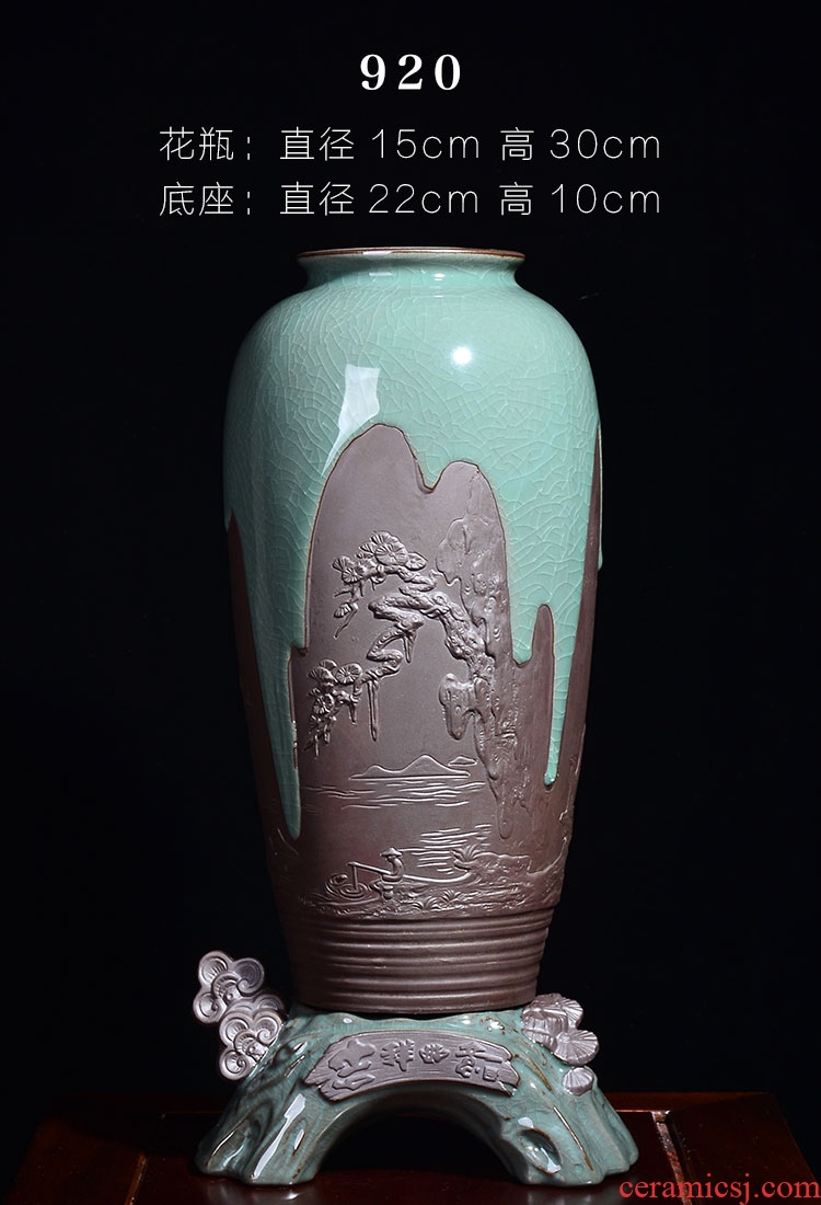 Jingdezhen ceramics vase Chinese penjing flower arranging large three - piece wine cabinet decoration plate household decoration - 565788896491