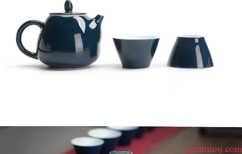 Mr | ji nan shan blue Japanese household teapot creative ceramic teapot kung fu tea set manually filtered single pot