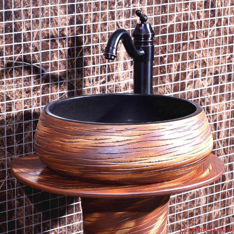 Floor pillar type lavatory integrated household balcony outdoor courtyard garden of toilet stage basin sink ceramics