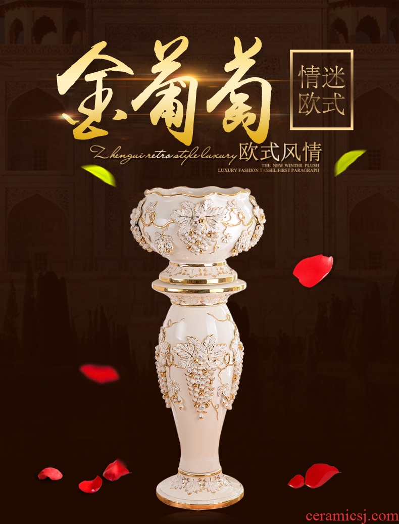 Jingdezhen ceramic vase furnishing articles home decoration contracted Europe type plug-in dried flowers large sitting room ground vase decoration - 560969146823