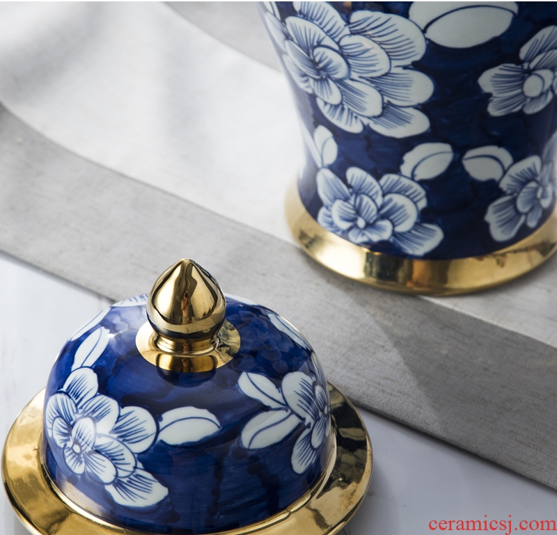 Jingdezhen ceramic furnishing articles archaize large Chinese blue and white porcelain vase flower arrangement sitting room porch decoration TV ark - 570196833737