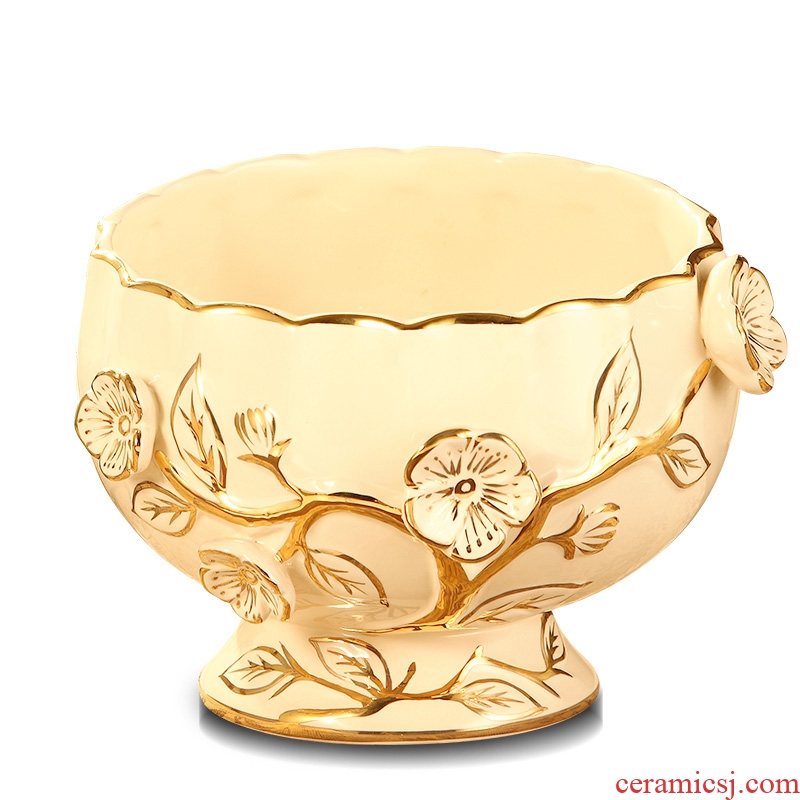Vatican Sally 's key-2 luxury home sitting room tea table desktop bin European ceramic bowl of small rubbish skin receive barrels