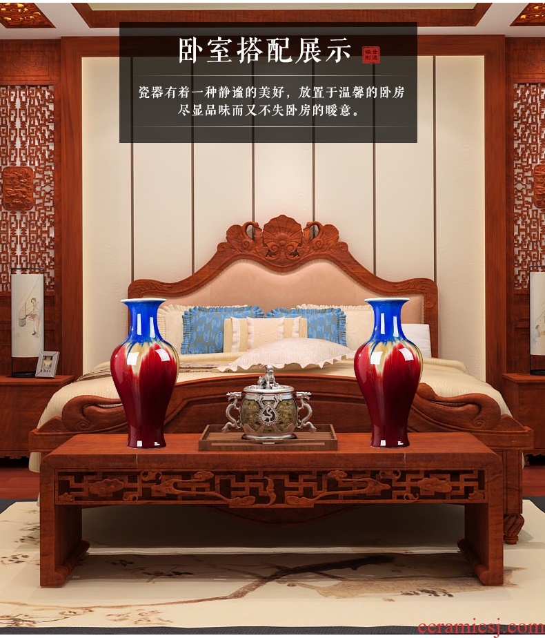 Jingdezhen ceramic hand - made ching sitting room hotel decoration painting of large blue and white porcelain vase flower arrangement furnishing articles - 560939042569