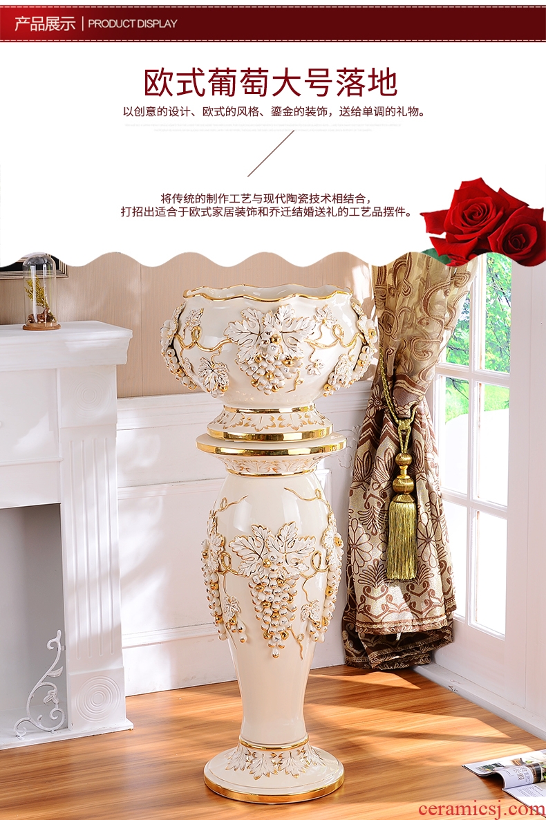 European vase furnishing articles creative flower arranging ceramic large sitting room table dry flower vases, key-2 luxury home decoration - 560969146823