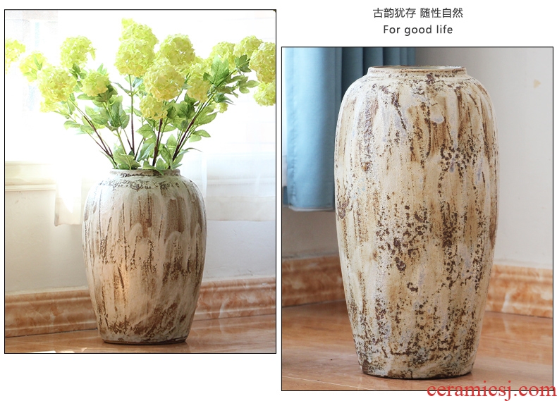 Jingdezhen ceramics bound branch lotus open piece of archaize crack glaze landing big blue and white porcelain vase furnishing articles - 555764553592
