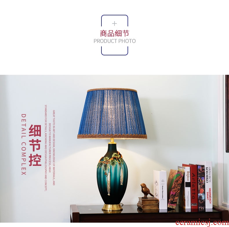 American key-2 luxury colored enamel lamp copper whole sitting room the bedroom berth lamp of Europe type restoring ancient ways creative ceramic decoration coloured drawing or pattern