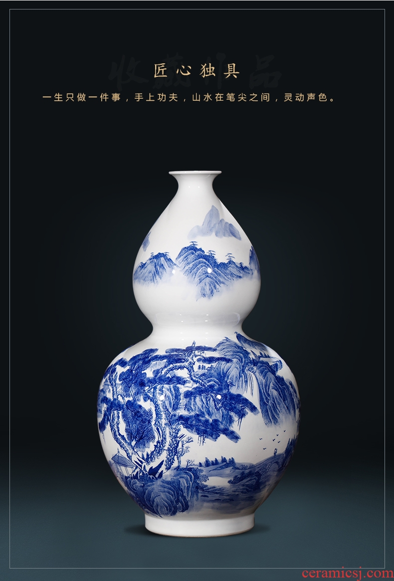 Jingdezhen ceramics colored enamel landing large gourd vases, feng shui living room home furnishing articles - 575523059976